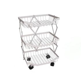 Multi Tiers Fruit Vegetable Storage Basket with Rolling Wheels for Kitchen