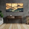 3 Panels Framed Abstract Wood Grain Boho Style Mountain & Forest Canvas Wall Art Decor,3 Pieces Mordern Canvas Decoration Painting for Office,Dining r